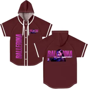 Ballerina Movie 2025 Hooded Baseball Jersey Cosplay 3D Short Sleeve Shirts Hip Hop Baseball Uniform