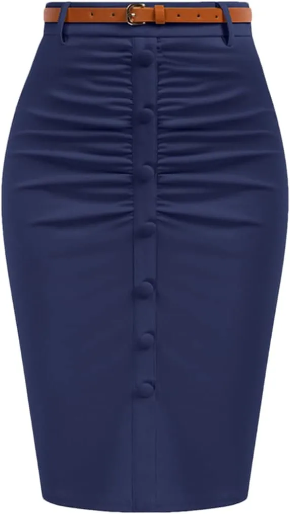 Bollrllr Women's Retro Pencil Skirt Hip Lifting High Waist Tight Skirt Business Office Work Skirt