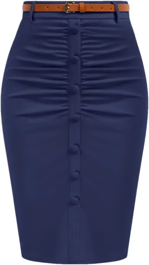 Bollrllr Women's Retro Pencil Skirt Hip Lifting High Waist Tight Skirt Business Office Work Skirt