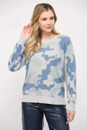 Camo Waffle Knit Top