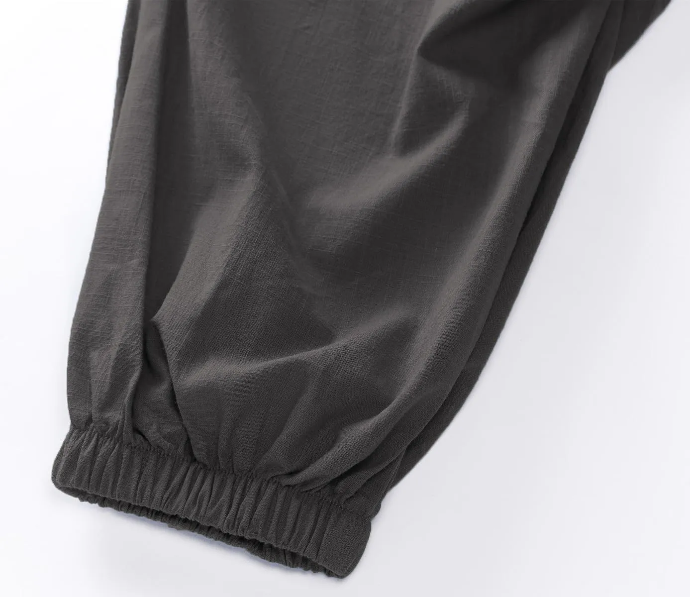 CLANMILUMS Mens Cotton Linen Drawstring Pants Elastic Waist Casual Jogger Yoga Pants