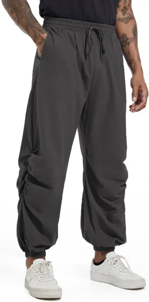 CLANMILUMS Mens Cotton Linen Drawstring Pants Elastic Waist Casual Jogger Yoga Pants