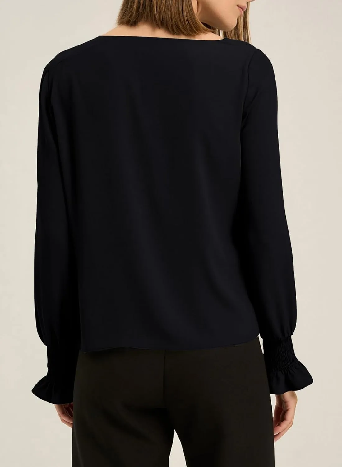 EVALESS Blouses for Women Dressy Casual Pleated Long Sleeve Tops Asymmetrical V Neck Business Work Shirts