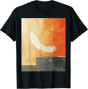 Feather Art Minimalist Nature Graphic T-Shirt