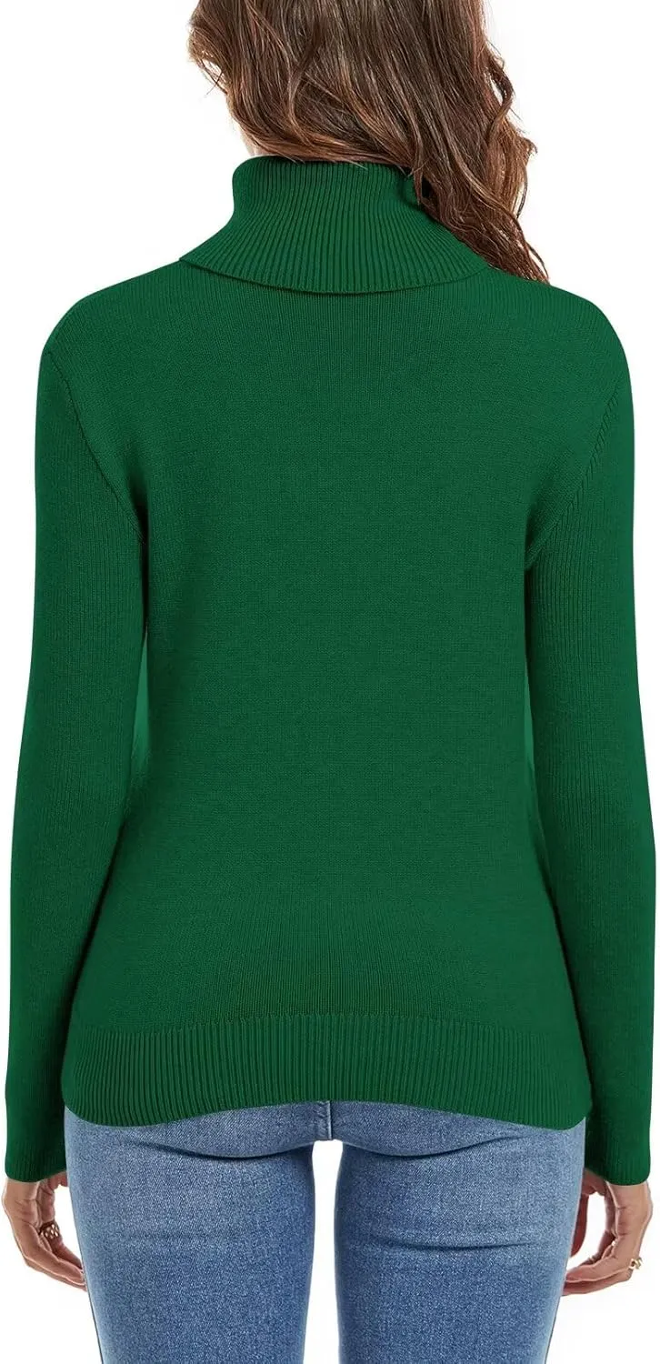 FEKOAFE Sweaters for Women 2025 Long Sleeve Ribbed Knit Solid Color Turtleneck 2025 Fall Winter Pullover Sweaters