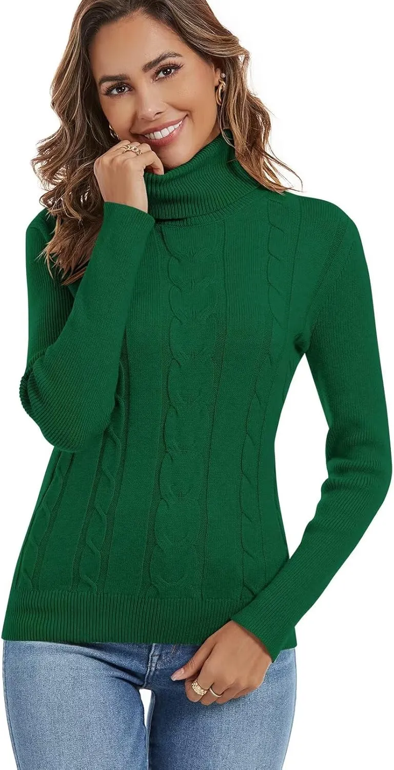 FEKOAFE Sweaters for Women 2025 Long Sleeve Ribbed Knit Solid Color Turtleneck 2025 Fall Winter Pullover Sweaters