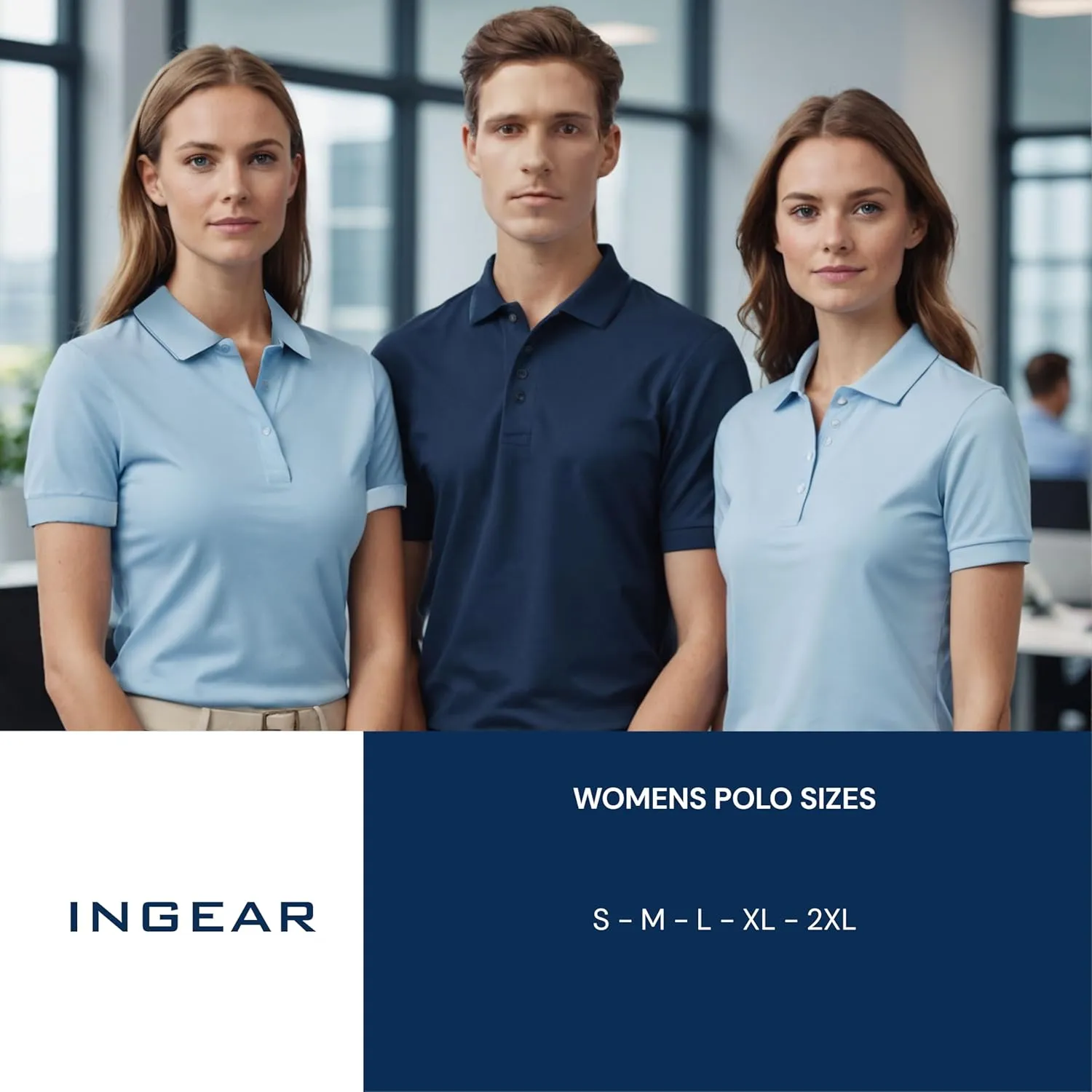 INGEAR Long Sleeve Women's Polo Shirt 2Pack, Golf Shirt and Work Uniform, Assorted Styles