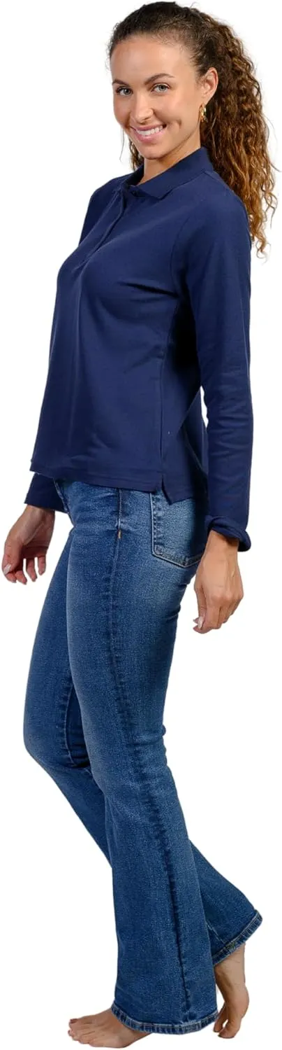 INGEAR Long Sleeve Women's Polo Shirt 2Pack, Golf Shirt and Work Uniform, Assorted Styles
