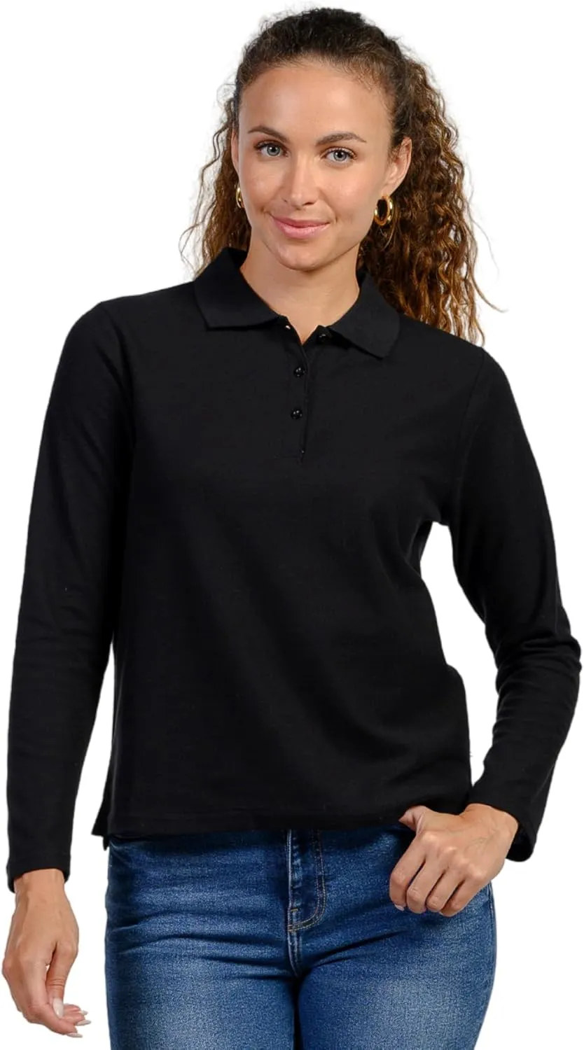 INGEAR Long Sleeve Women's Polo Shirt 2Pack, Golf Shirt and Work Uniform, Assorted Styles