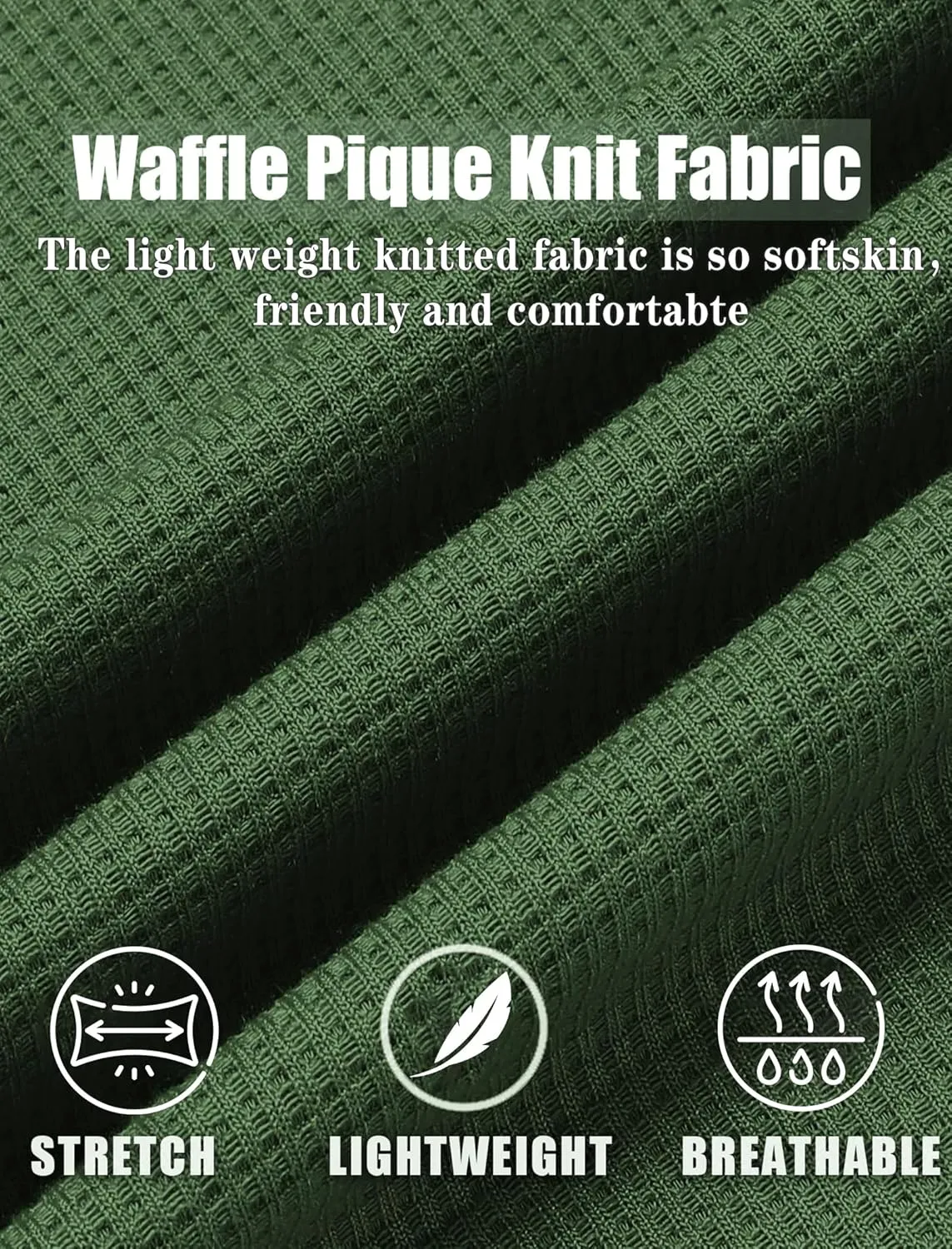 Knit Polo Shirts for Men Button Down Short Sleeve Shirt Men's Waffle Knitted T-Shirt Summer Golf Tee Shirt with Pocket