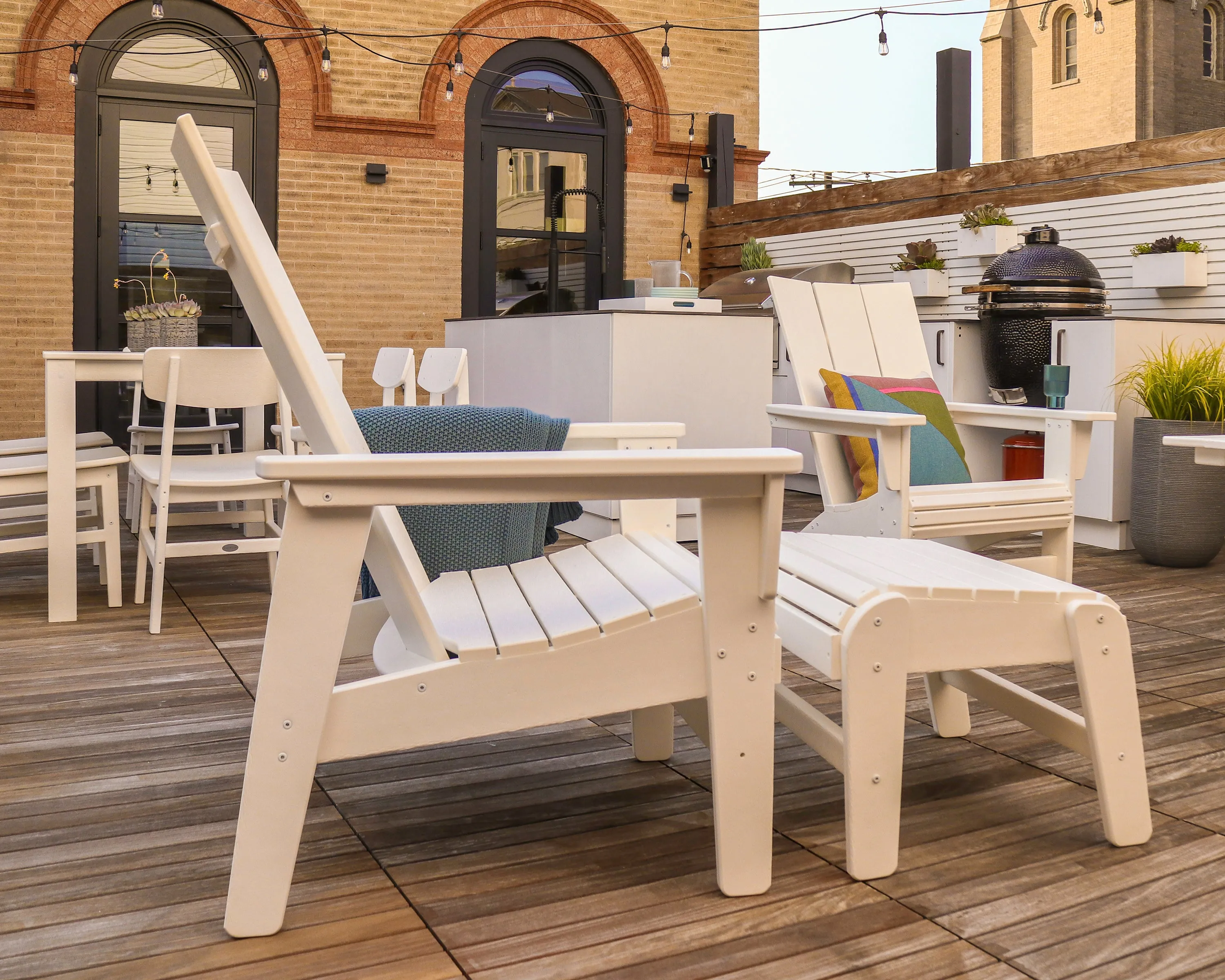 Modern Grand Upright Adirondack Chair with Ottoman
