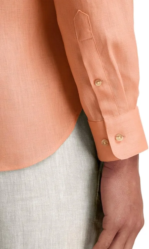Paul Fredrick Men's Classic Fit Linen Solid Casual Shirt