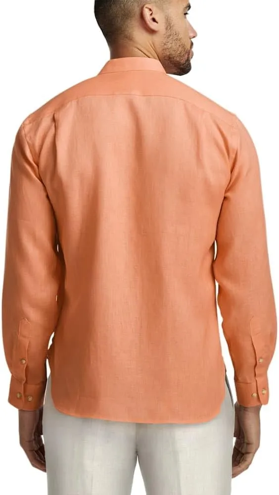 Paul Fredrick Men's Classic Fit Linen Solid Casual Shirt