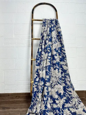 Pure Cotton Kantha Stitch Throw | Indian Hand Block Quilted King Size Bedspread/Sofa Cover Home Decor | Gardenia Reversible Print Blue