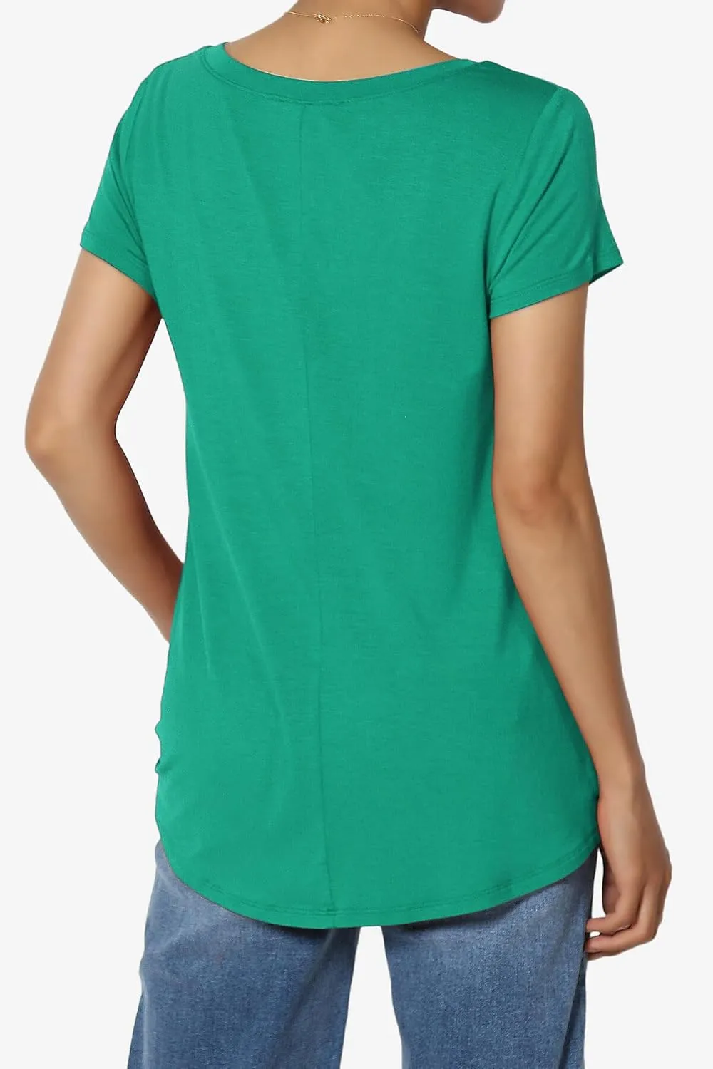 TheMogan Women's Casual V-Neck Short Sleeve T-Shirt Soft Drapey Jersey Relaxed Top Perfect Tee