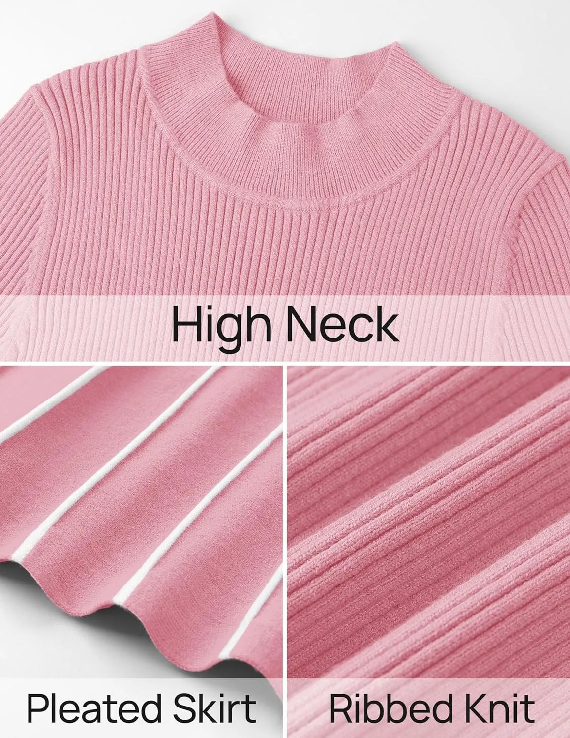 Womens Spring Turtleneck Long Sleeve Sweater Dress Tie Waist Casual Loose Ribbed Knit A Line Midi Dresses