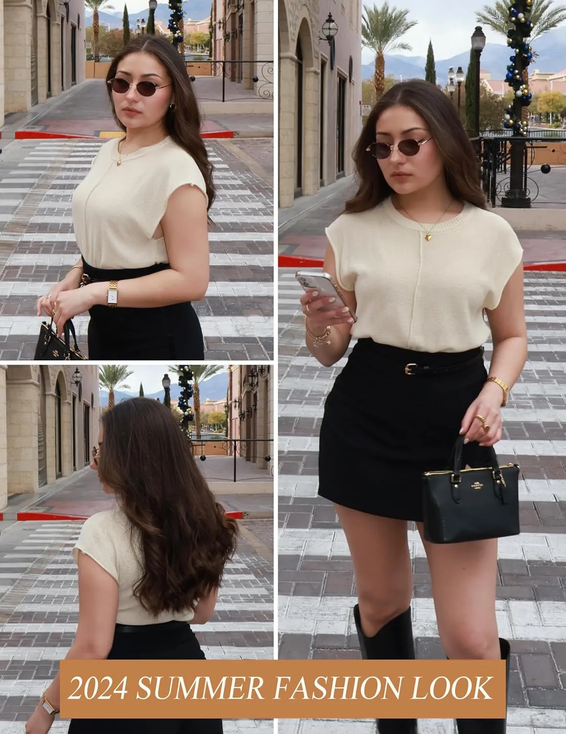 Zeagoo Women's Cap Sleeve Sweater Vest Crew Neck Sleeveless Casual Knit Tops 2024 Summer Clothes S-XXL